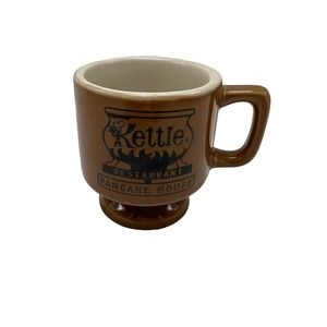 Vintage Kettle Pancake House Espresso Mug Brown and White